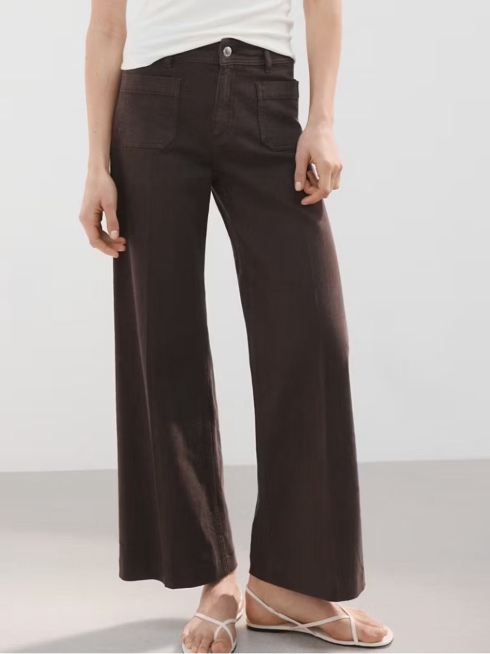 Mango Dark Brown Women's Jeans WIDE LEG JEANS WITH POCKETS 1322
